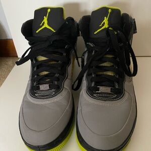 Air Jordan Black and Neon Yellow Athletic Shoes Men size 8